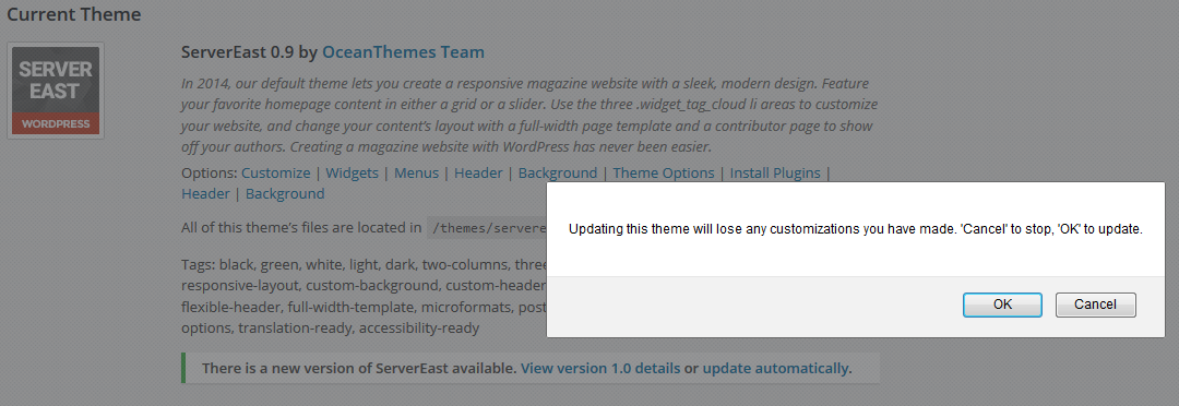 Update-popup